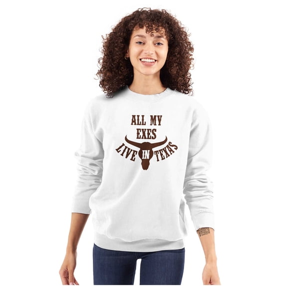 All Exes Live In Texas Lonestar State Women Plus Size Crewneck Sweatshirt Brisco Brands 2X