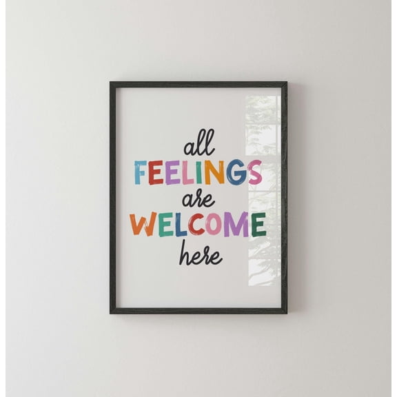 All Feelings Welcome Here Wall Art Print, Unframed Paper Poster 8x10in