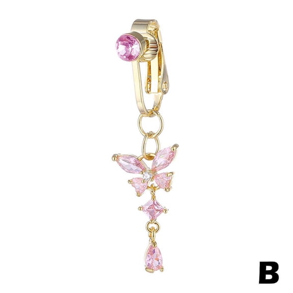 All Fine Jewelry Max Choice Butterfly Silver/Gold, Copper Umbilical Navel Belly Button, 1.69" x 0.5"