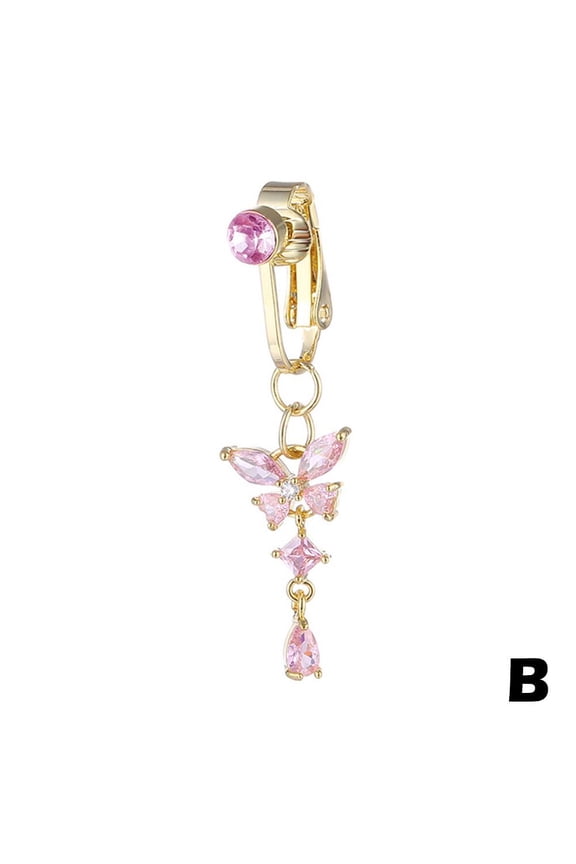 All Fine Jewelry Max Choice Butterfly Silver/Gold, Copper Umbilical Navel Belly Button, 1.69" x 0.5"