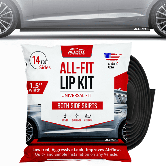 All-Fit-Complete 1.5" Universal Both Side Skirts, Lowered Look, Ground Effect, Black
