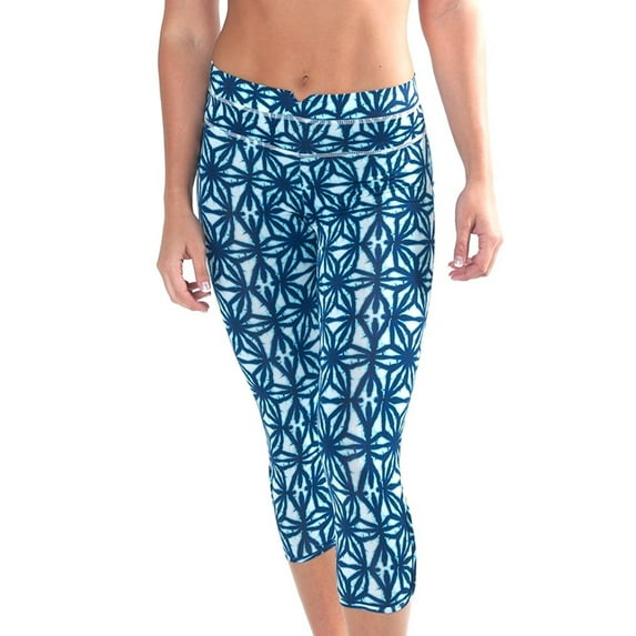 All For Color Women's Capri Leggings (Indigo Batik, Small)