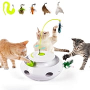 All For Paws 3-in-1 Interactive Flutter Bug Cat Toy with Poping Feather,Automatic Whack-a-Mole Kitty Toy, Spinning Kitty Teaser Toys