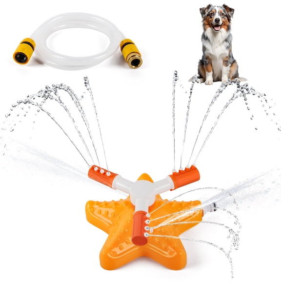 All For Paws Chill-Out 360-Rotation Dog Outdoor Water Sprinkler Toy, Backyard Garden Slashing Toy For Dogs & Kids, Star Fish