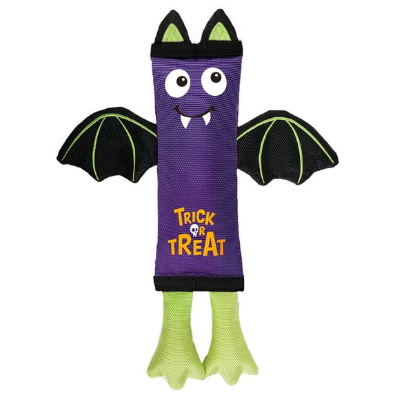 All For Paws Halloween No Stuffing Crinkle Dog Fetch Toy with Squeaker, Vampire Bat Firehose