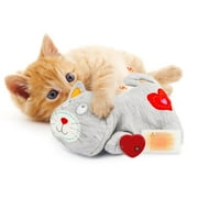 All For Paws Heartbeat Cat Plush Toy with Heat Pack, Kitty Sleep Aid & Anxiety Relief Snuggling Toy, Gray Kitty