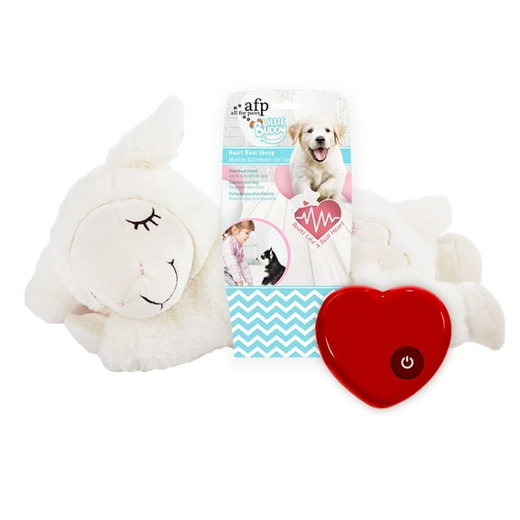 All For Paws Heartbeat Dog Plush Toy, Puppy Sleep Aid & Anxiety Relief Comforting Toy, White Sheep