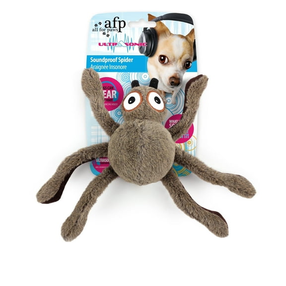 All For Paws Halloween Silent Squeaky Dog Toy, Ultrasonic Puppy Plush Toy, Spider