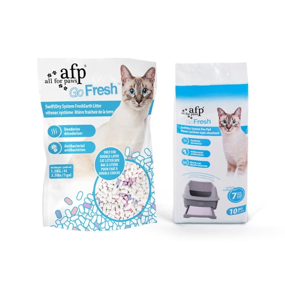 All For Paws SwiftDry System Cat Litter Box Refill Bundle Includes 10pcs Cat Pee Pads & 1.5kg FreshEarth Litter