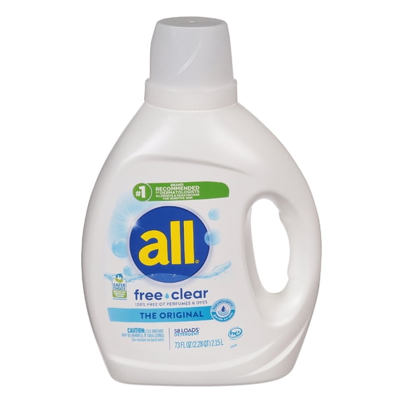 All Free Clear Liquid Laundry Detergent, Odor Relief, 73oz