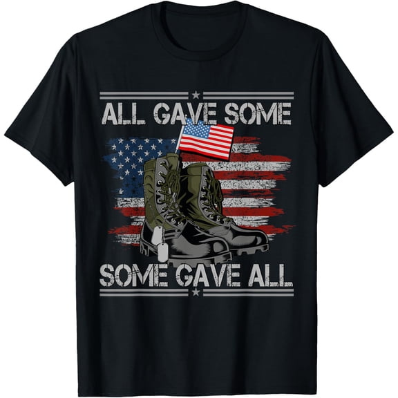 All Gave Some Some Gave All Memorial Day US Flag T-ShirtMen and women, Black T-shirt, size: Extra large