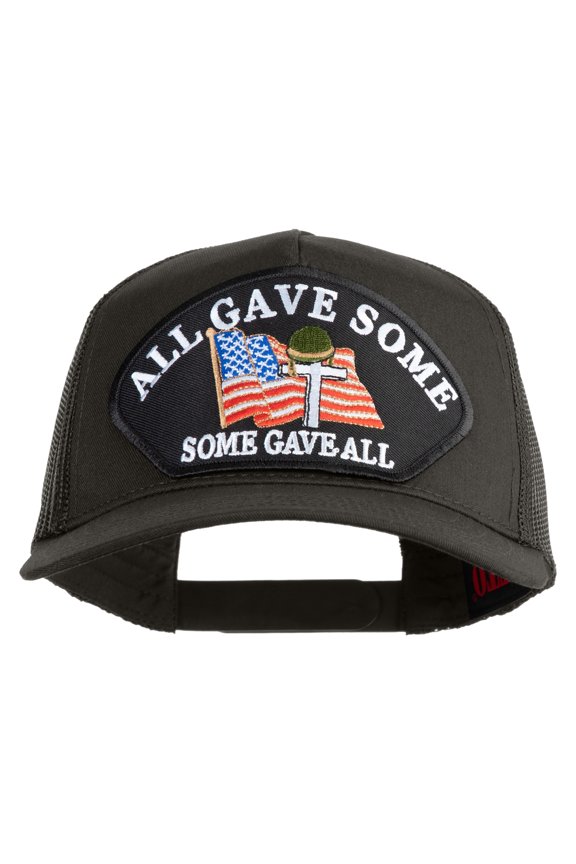All Gave Some, Some Gave All Patched Solid Cotton Twill 5 panel Mesh Back Cap - Charcoal OSFM