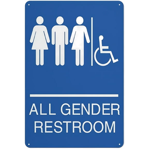 All Gender Disabled Restroom Sign - 8"x12" Grade Reflective Sheeting Aluminum, Weather Resistant, Waterproof, Easy to Mount for Indoor Outdoor