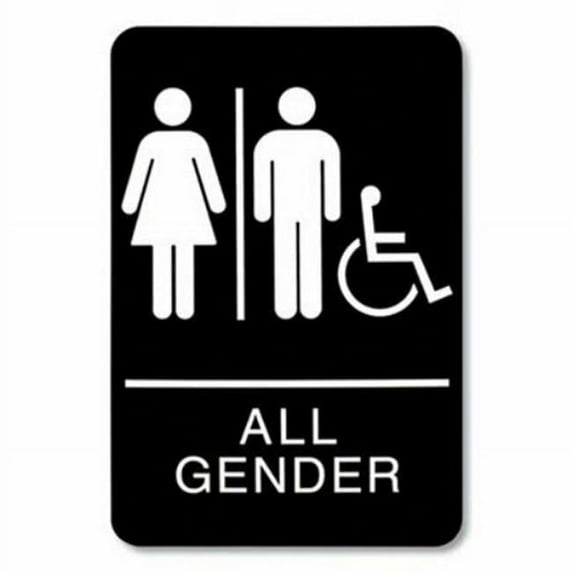All Gender & Wheelchair Accessible Tactile Symbol Headline Sign ADA Sign, Black & White