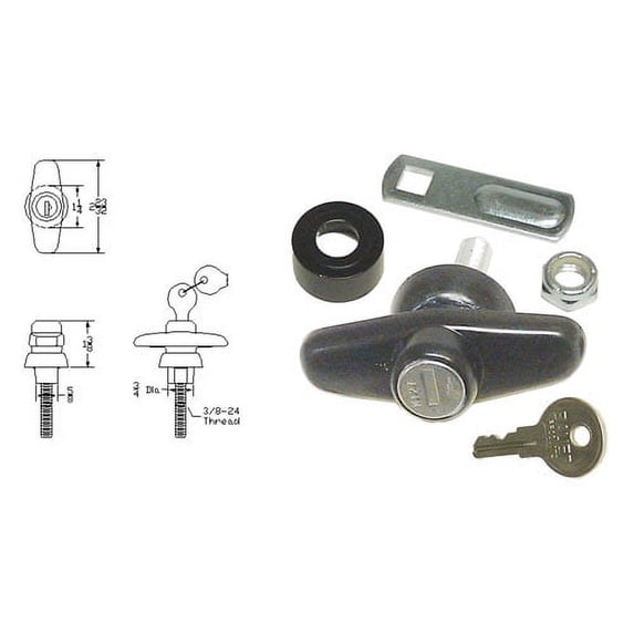 All Glass Side Door T-Handle - Clockwise Rotation