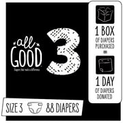 All Good Absorbent and Hypoallergenic Diapers, Size 3, 88 Count