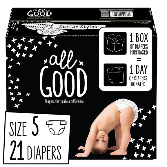 All Good Absorbent and Hypoallergenic Diapers, Size 5, 21 Ct