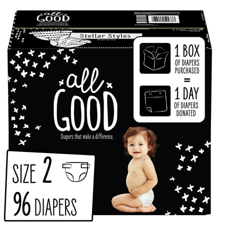 All Good Absorbent and Hypoallergenic Diapers, Size 2, 96 ct