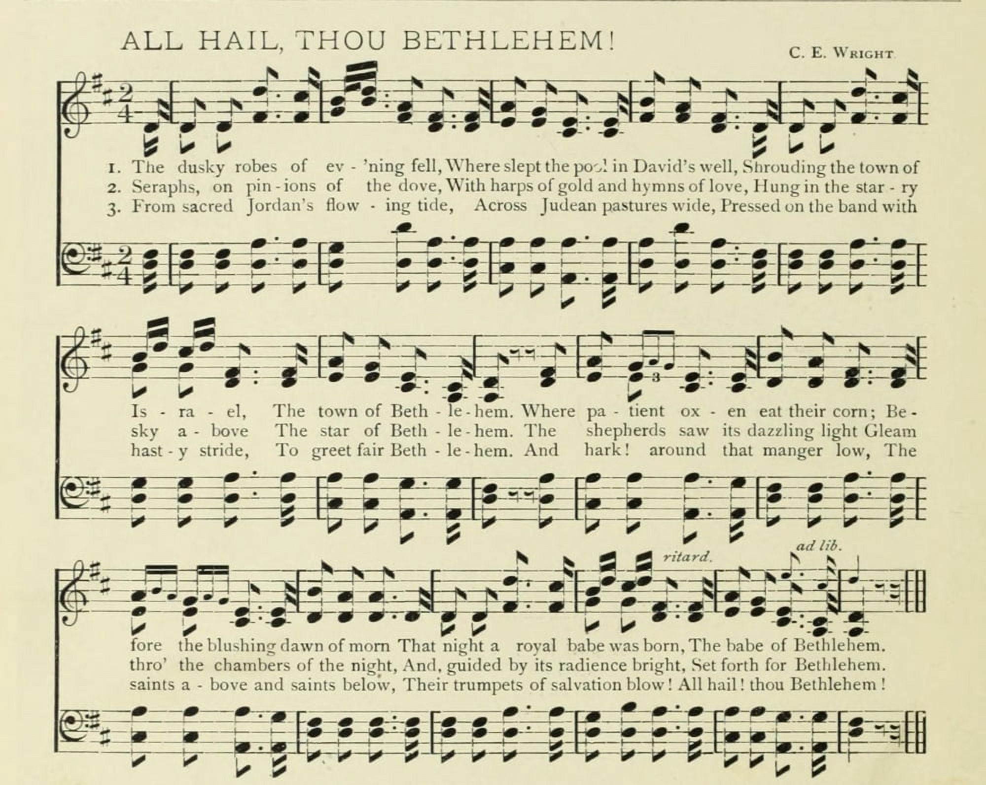 All Hail Thou Bethlehem Christmas in Song & Story 1891 Canvas Art - (18 x 24)
