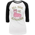 thumbnail image 1 of All Hail the Alpacacorn Juniors 3/4 Sleeve Raglan T Shirt White-Black LG, 1 of 1