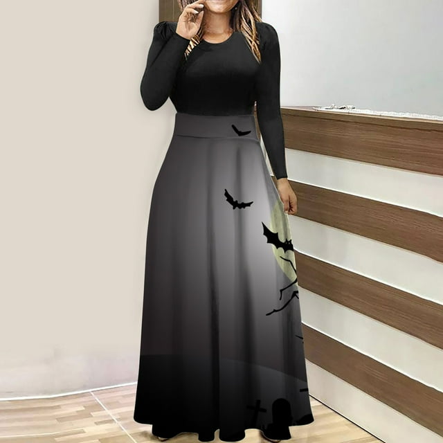 All Hallows' Day Maxi Dresses for Women 2024 Black Dresses for Women