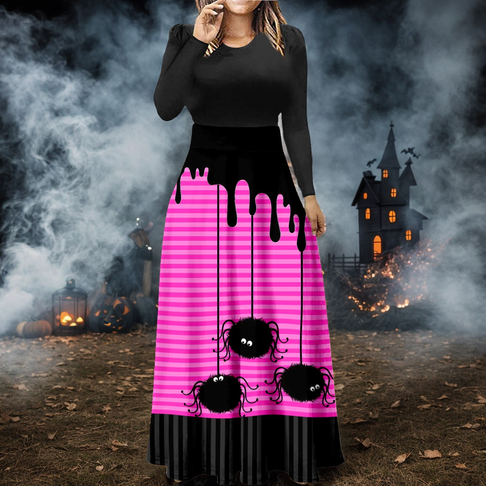 All Hallows' Day Maxi Dresses for Women 2024 Lolita Dress Halloween