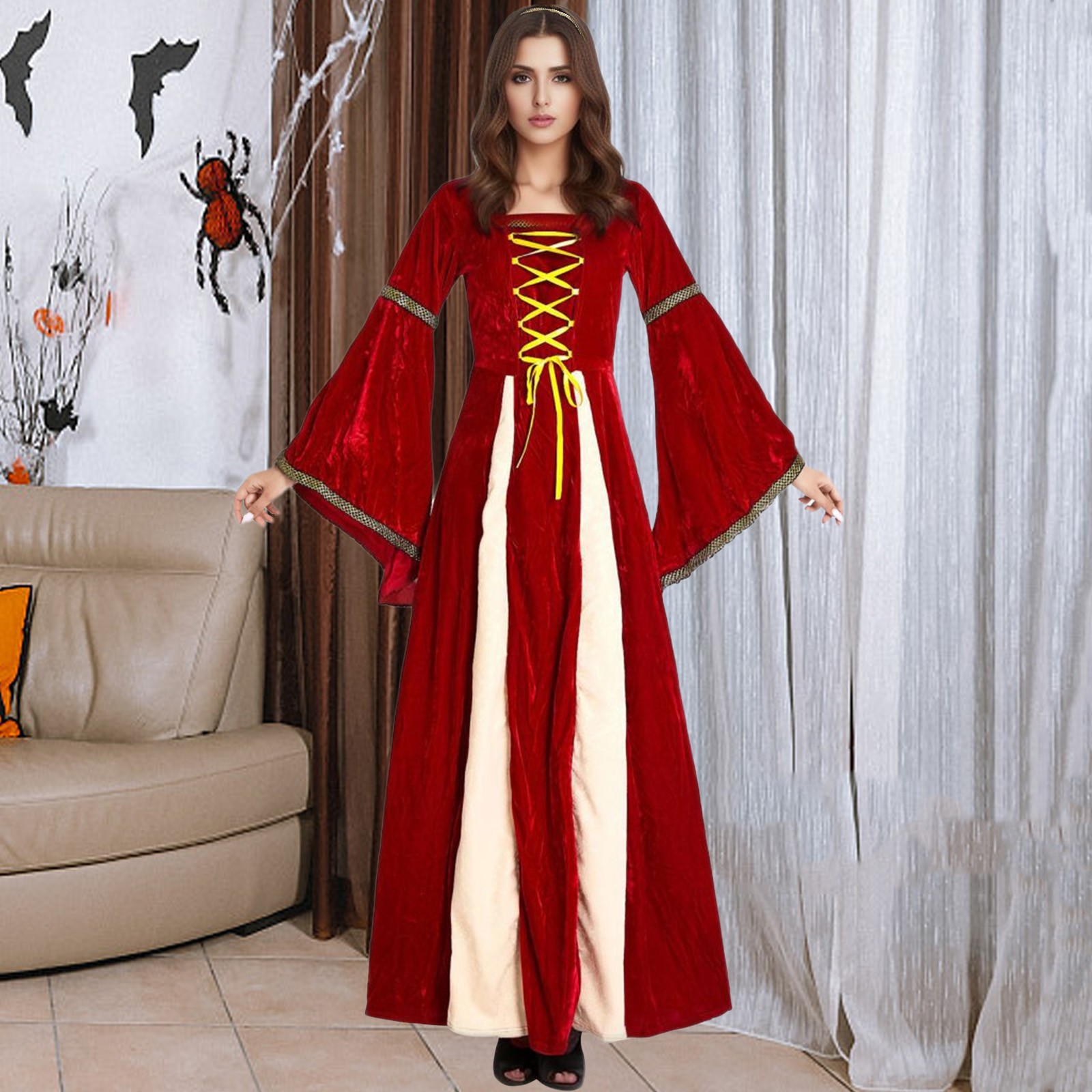 All Hallows' Day Maxi Dresses for Women 2024 Plus Size Gothic Clothing