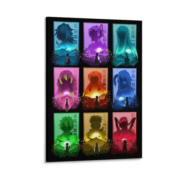 All Hashira Kimetsu No Yaiba Print Photo Art Painting Canvas Poster Home Decorative Bedroom Modern Decor Posters Gifts 12x18inch(30x45cm)