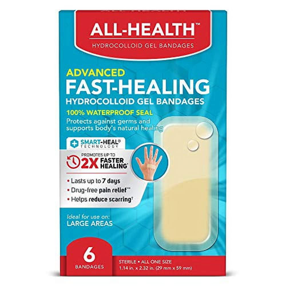 All Health Advanced Fast .. Healing Hydrocolloid Gel Bandages, .. Large, 6 ct | .. 2X Faster Healing for .. First Aid Blisters or .. Wound Care