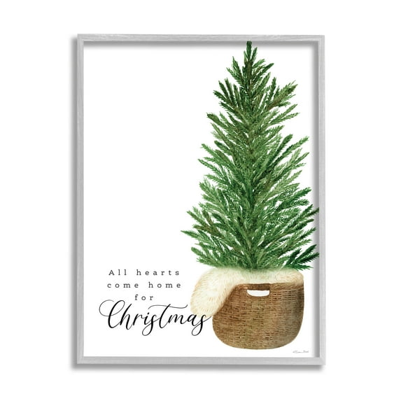 All Hearts Home For Christmas Phrase Holiday Graphic Art Gray Framed Art Print Wall Art