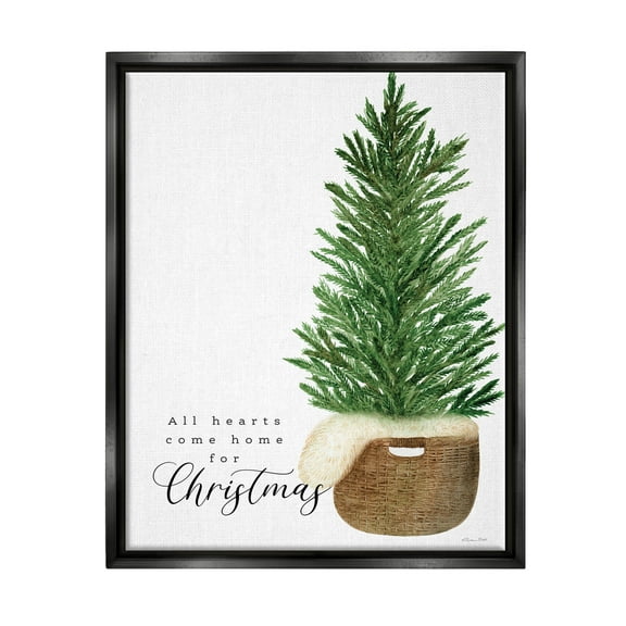 All Hearts Home For Christmas Phrase Holiday Graphic Art Jet Black Framed Art Print Wall Art