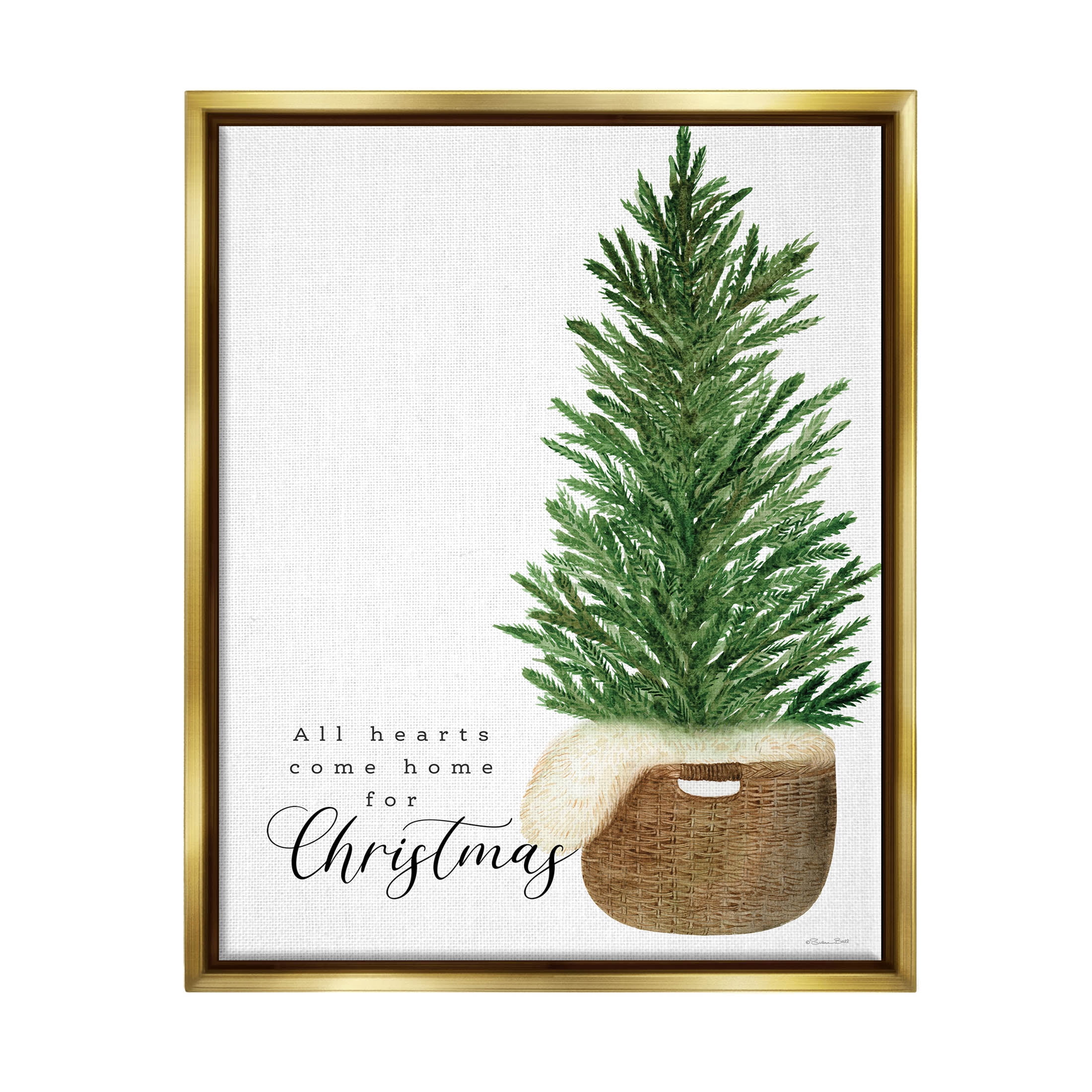 All Hearts Home For Christmas Phrase Holiday Graphic Art Metallic Gold Framed Art Print Wall Art