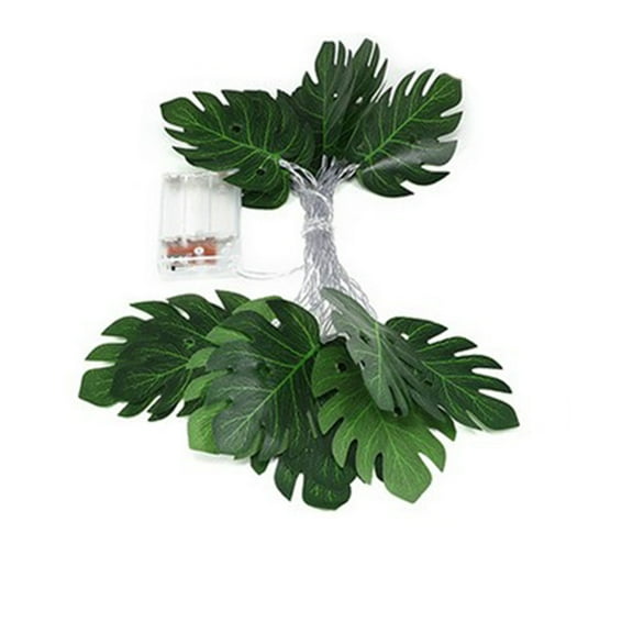 Kyusrd string lights,20 LED Tropical Artificial Rattan Palm Leaves Wall Hanging Vines Leaf