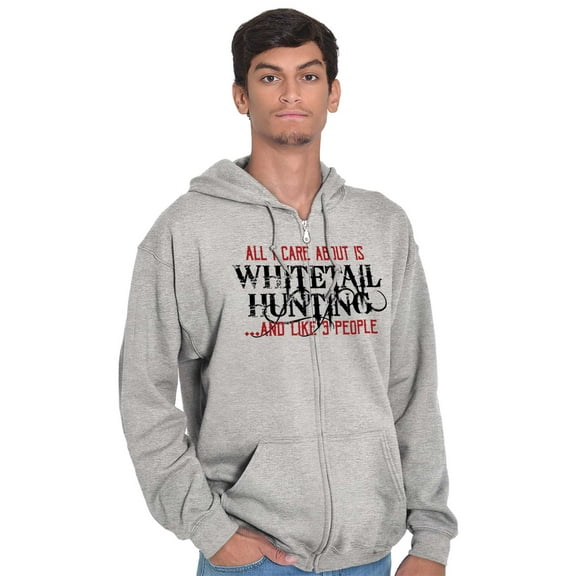All I Care About is Whitetail Hunting Unisex Fleece Graphic Zip Up Hoodie Brisco Brands 5X