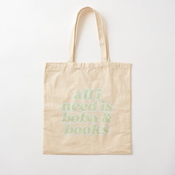 All I Need Is Boba And Books Canvas Tote Bags, Reusable Shopping Bag