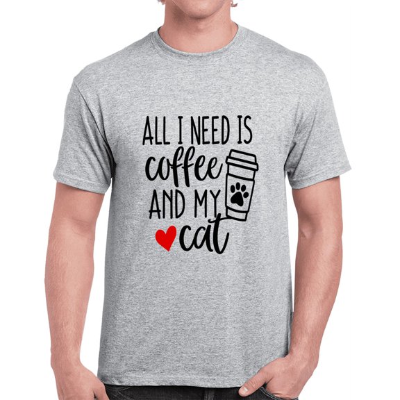 All I Need Is Coffee And My Cat Tee Cool T Shirt For Cat Lovers Great Pet T Shirt