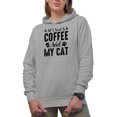 thumbnail image 1 of All I Need Is Coffee and My Cat, Kitty Lover, Heather Grey Hooded Sweatshirt or Hoodie, Small, 1 of 5