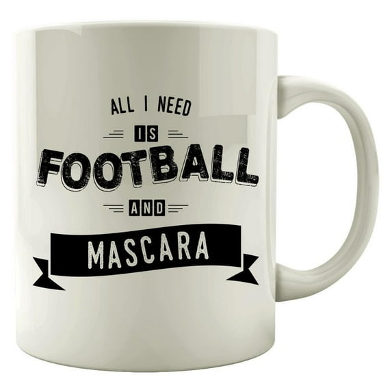 Football 11 oz Coffee Mug - All I Need Is Football Mascara White Ceramic Gift