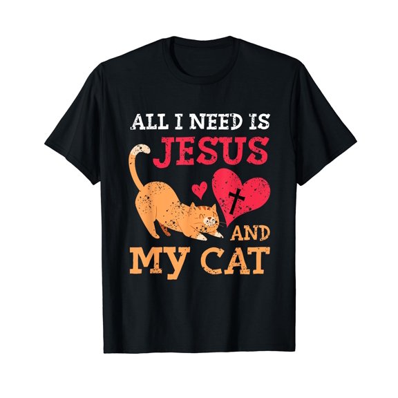 All I Need Is Jesus And My Cat Kitten Kitty Cat Christian T-Shirt