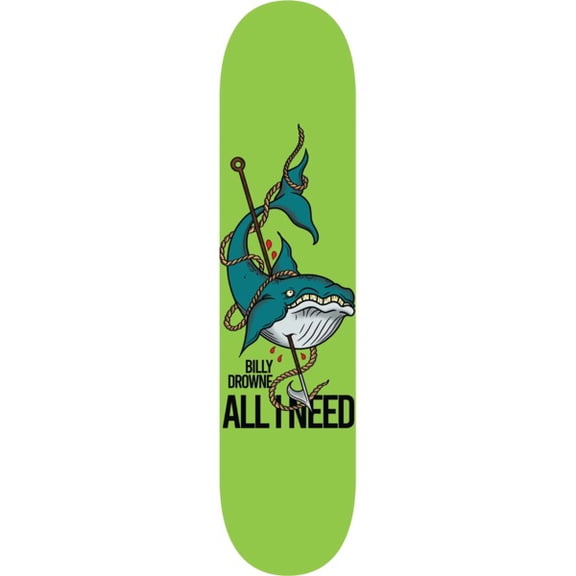 All I Need Skateboards Billy Drowne Whale Skateboard Deck - 8.3" x 32" (Deck Only)