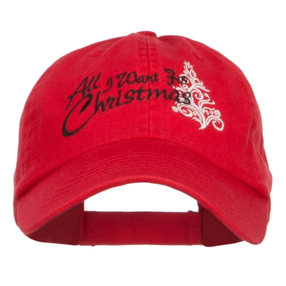 All I Want For Christmas Embroidered Low Cap - Red OSFM