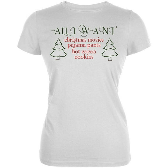 All I Want For Christmas Juniors Soft T Shirt White X-LG