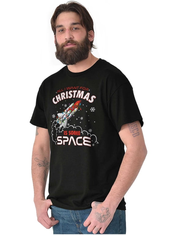 All I Want For Christmas Some Space Men's Graphic T Shirt Tees Brisco Brands X