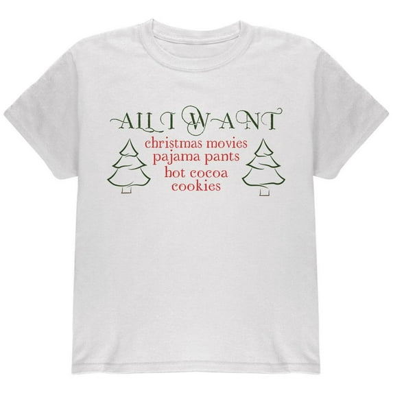 All I Want For Christmas Youth T Shirt White YSM