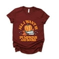thumbnail image 1 of All I Want Is Pumpkins And Books - Women's Short Sleeve Graphic T-Shirt, 1 of 15