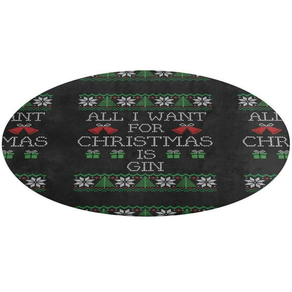All I Want for Christmas Is Gin Round Carpet Circle Rug Outdoor Patio Area Rug Washable Large Area Rugs Hallway Room Decor Fitness Mats