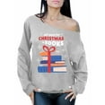 thumbnail image 1 of All I Want for Christmas is Books Off Shoulder Sweatshirt for Her Book Lover Oversized Sweater for Women, 1 of 4
