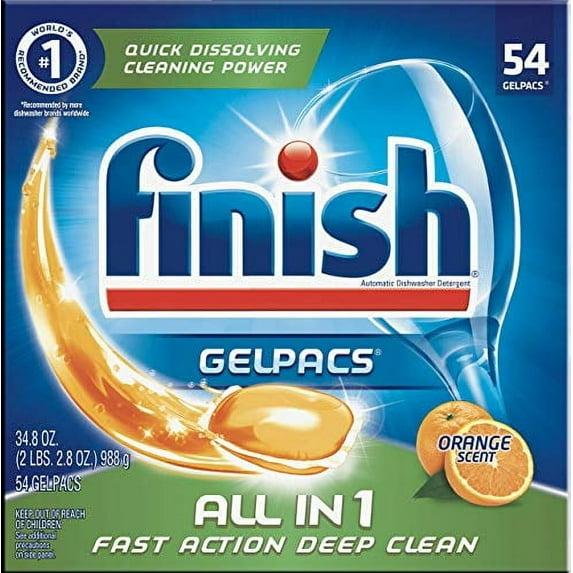 All In 1 Gelpacs, Orange 54 Tabs, Dishwasher Detergent Tablets (Pack of 4)