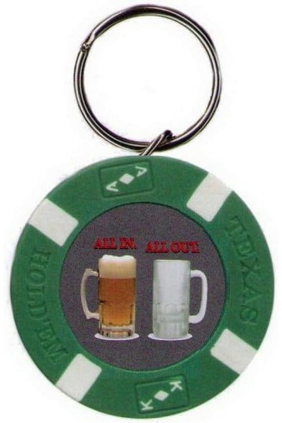 All In All Out Beer Poker Chip Keychain BK1679