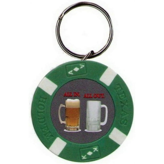 All In All Out Beer Poker Chip Keychain BK1679